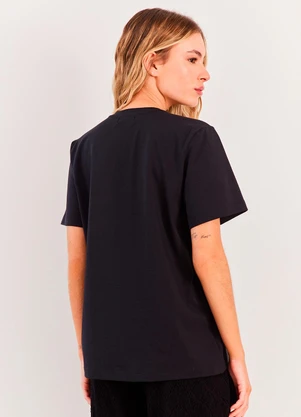 Sofie - T-Shirt Manga Curta Cotton Spring Flow Preto - SOFIE