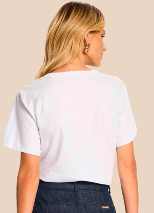 Doce Trama - T-Shirt Manga Curta Meia Malha Estampada Branco - DOCE TRAMA