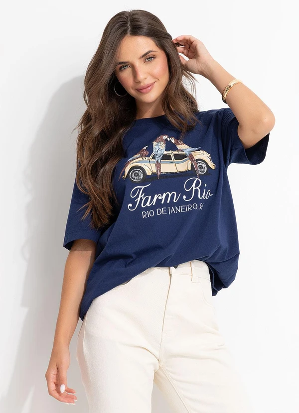 Farm - T-Shirt Média Araras Rio Azul