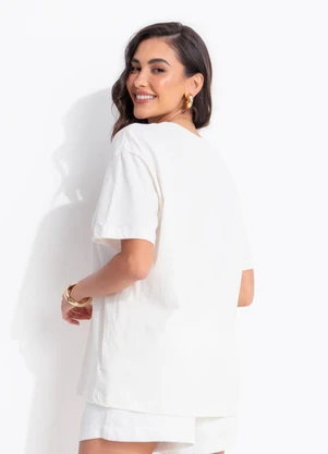 Farm - T-Shirt Média Bouquet Feira Off White - FARM