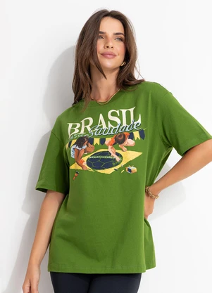 Farm - T-Shirt Média Brasil Saudade Verde - FARM