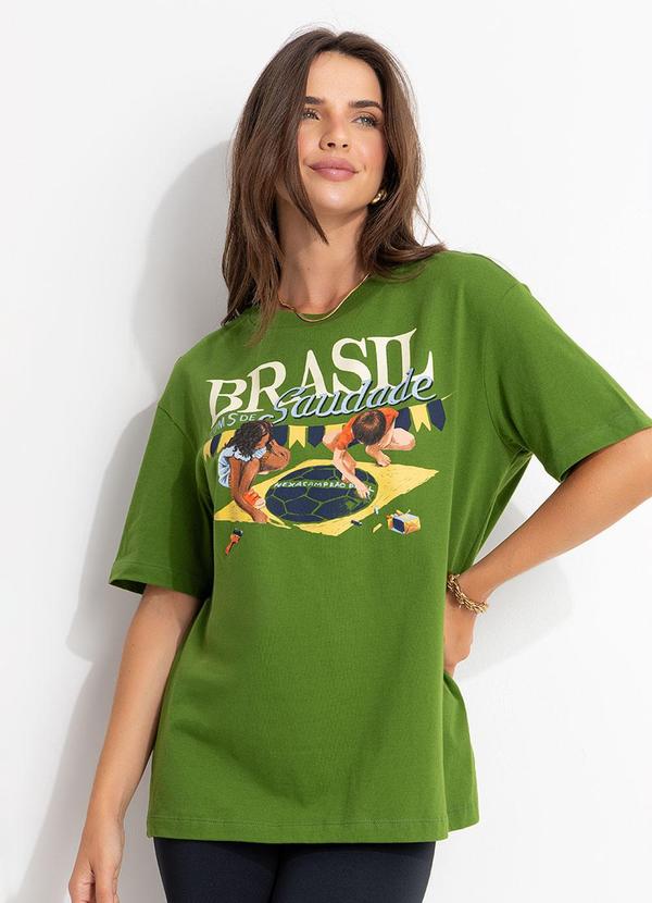 Farm - T-Shirt Média Brasil Saudade Verde