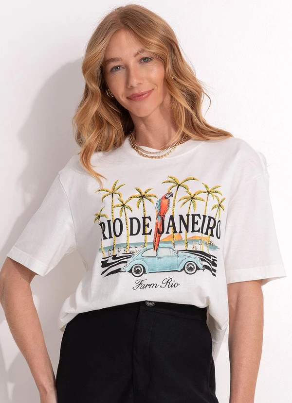 Farm - T-Shirt Média Brasileirinho Rio Off White