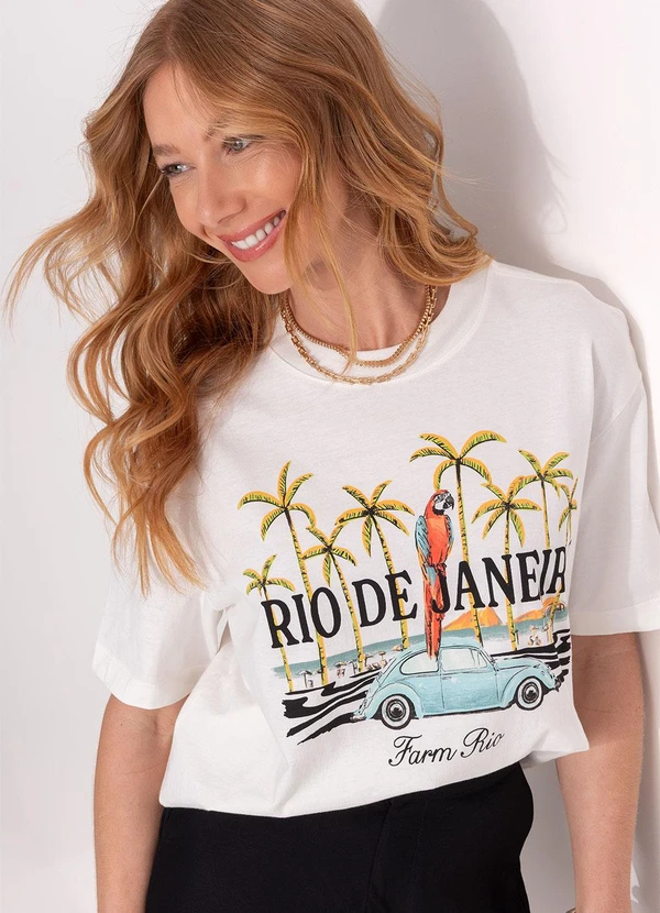 Farm - T-Shirt Média Brasileirinho Rio Off White 7