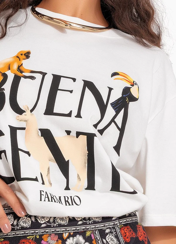 Farm - T-Shirt Média Buena Gente Off White 8