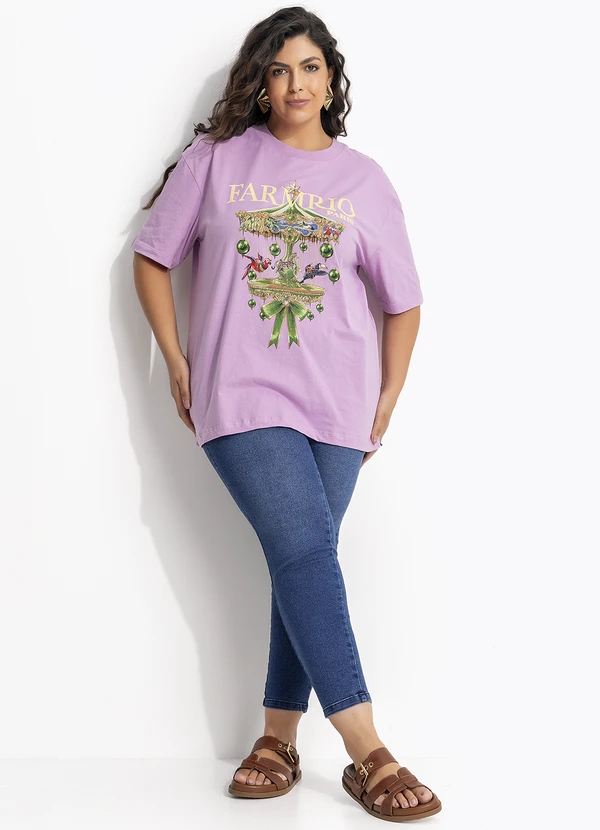 Farm - T-Shirt Média Carrossel Paris Roxo 11