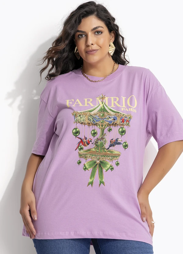 Farm - T-Shirt Média Carrossel Paris Roxo 12