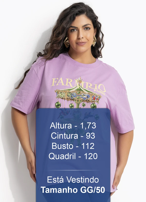 Farm - T-Shirt Média Carrossel Paris Roxo 13