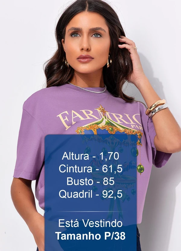 Farm - T-Shirt Média Carrossel Paris Roxo 6
