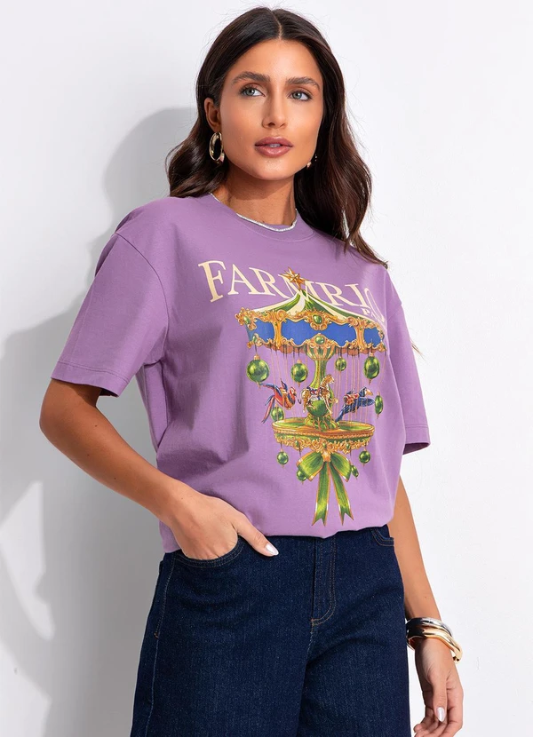 Farm - T-Shirt Média Carrossel Paris Roxo 7