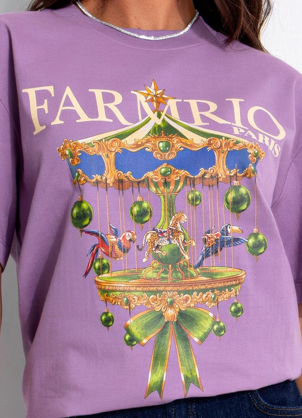 Farm - T-Shirt Média Carrossel Paris Roxo 8