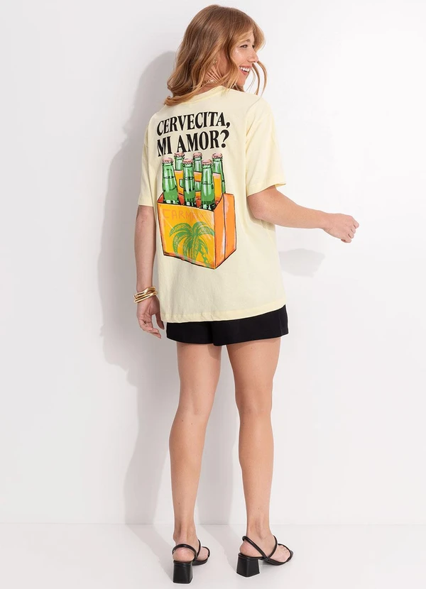 Farm - T-Shirt Média Cervecita Amarelo 4
