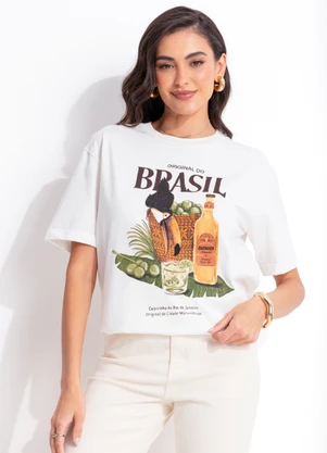 Farm - T-Shirt Média Cesto de Limões Off White - FARM