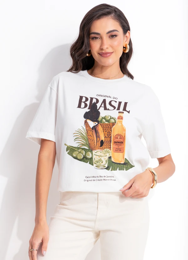 Farm - T-Shirt Média Cesto de Limões Off White