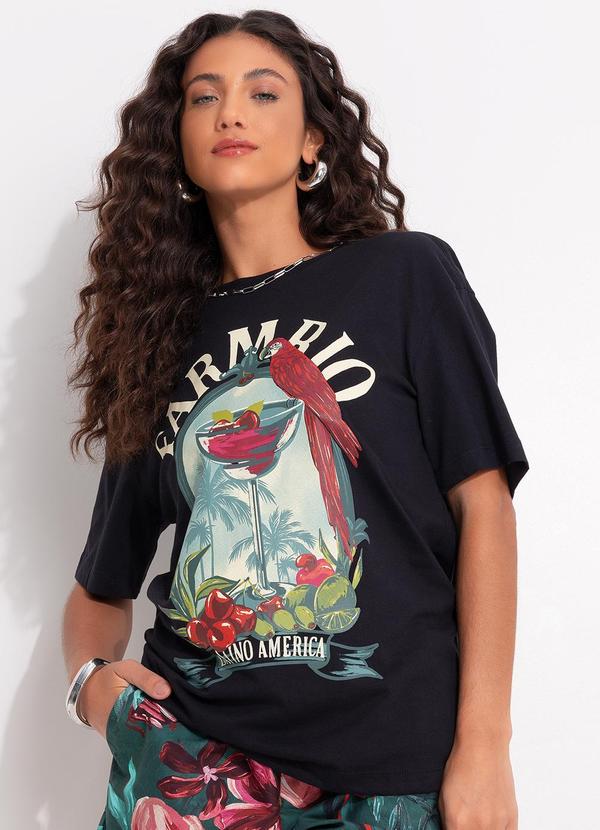 Farm - T-Shirt Média Drink Pintado Preto