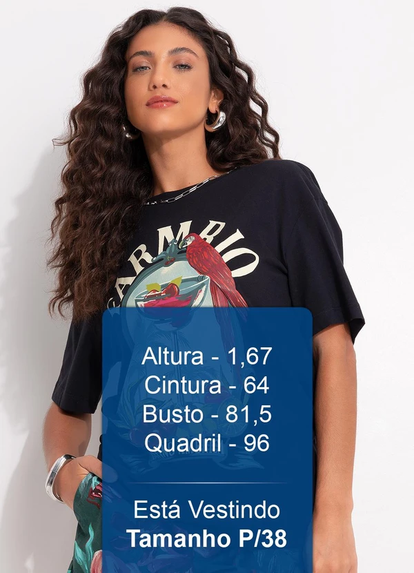 Farm - T-Shirt Média Drink Pintado Preto 5