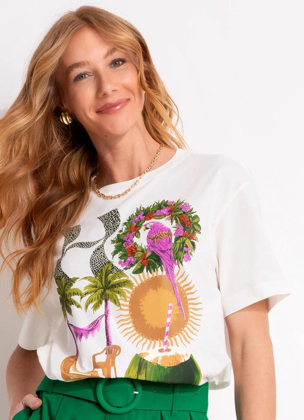 Farm - T-Shirt Média Hohoho Off White 1