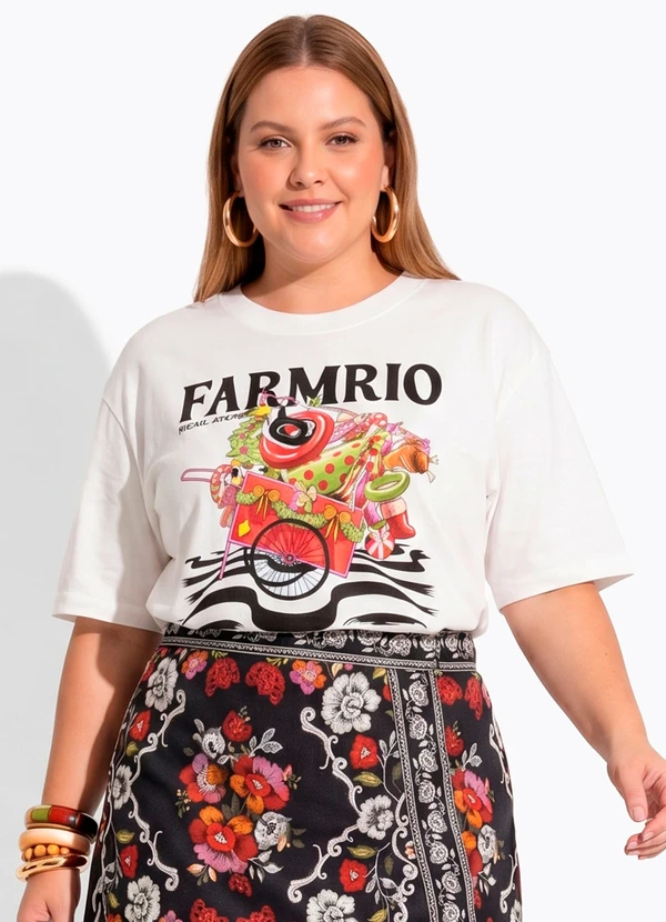 Farm - T-Shirt Média Papai Noel da Praia Off White