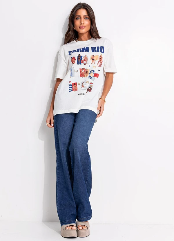 Farm - T-Shirt Média Playa Off White 3