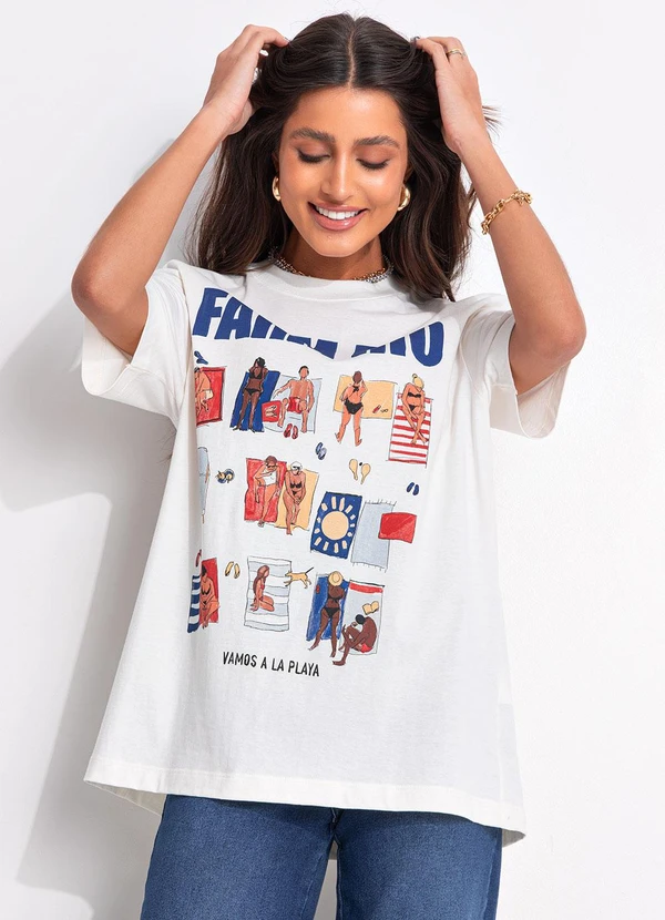 Farm - T-Shirt Média Playa Off White 5