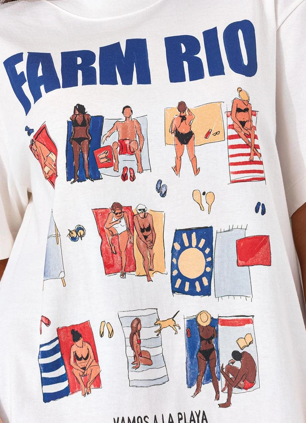 Farm - T-Shirt Média Playa Off White 7