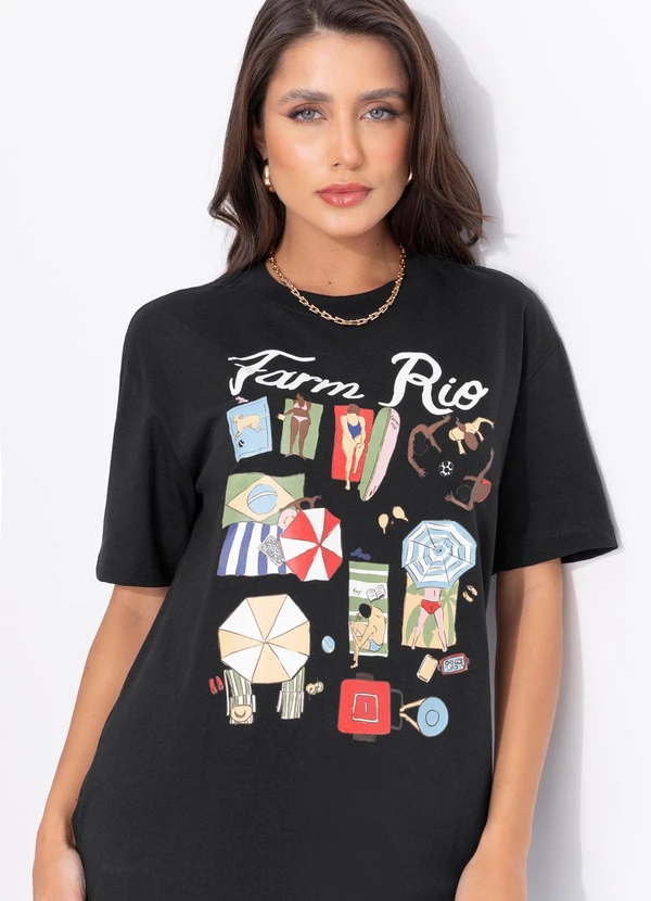 Farm - T-Shirt Média Praia Carioca Preto 3