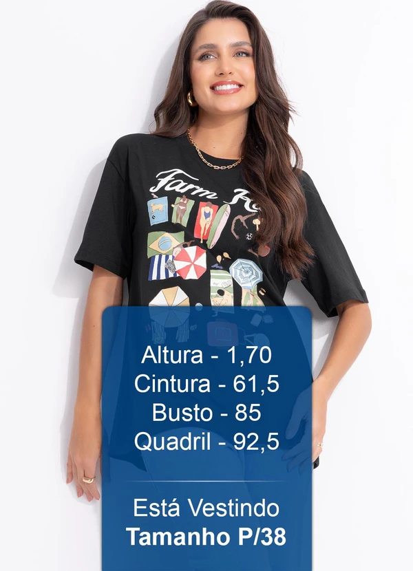 Farm - T-Shirt Média Praia Carioca Preto 5
