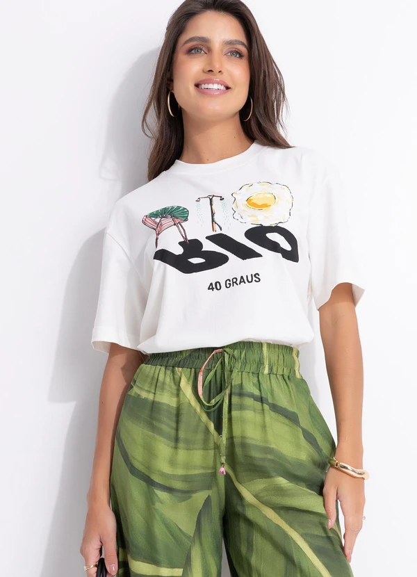 Farm - T-Shirt Média Rio 40 Graus Off White 1