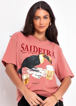 Farm - T-Shirt Média Saideira Rosa Dengo Rosa - FARM