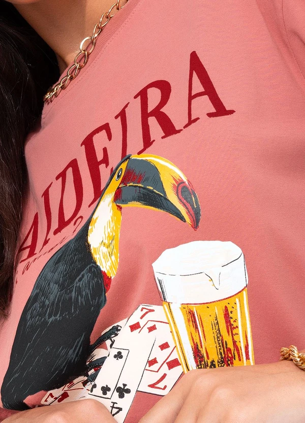 Farm - T-Shirt Média Saideira Rosa Dengo Rosa 4