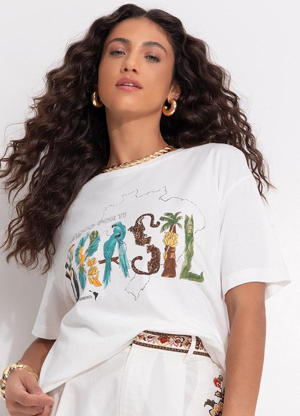 Farm - T-Shirt Média Soy Brasil Off White