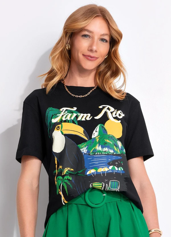 Farm - T-Shirt Média Tucano Praia Preto