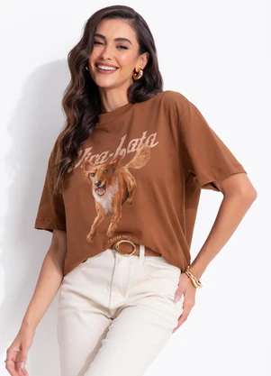Farm - T-Shirt Média Vira Lata Raposinha Amarelo - FARM