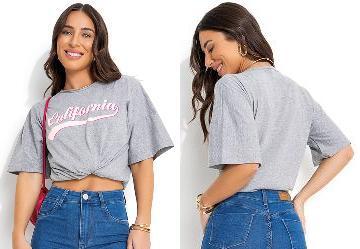 T-Shirt Mescla Claro em Malha