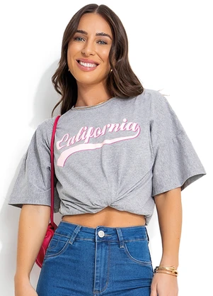 Moda Pop - T-Shirt Mescla Claro em Malha - MODA POP