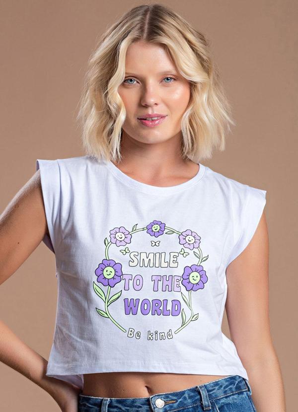 Choyee - T-Shirt Muscle Estampada Branco