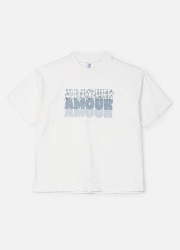 Authoria - T-Shirt Off White Amour com Strass Off White 5