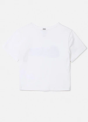 Authoria - T-Shirt Off White Bonjour com Strass Off White - AUTHORIA