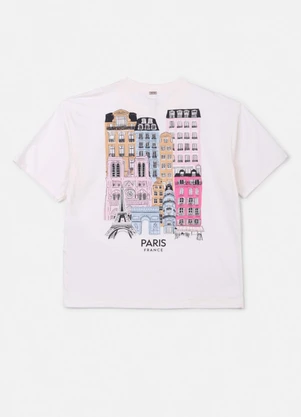 Authoria - T-Shirt Off White com Estampa Paris Off White - AUTHORIA