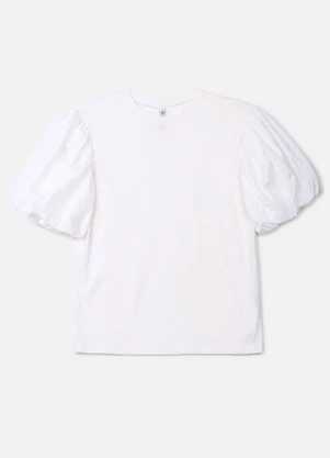 Authoria - T-Shirt Off White com Mangas Balonê Branco - AUTHORIA