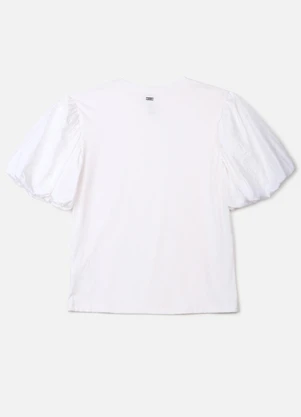 Authoria - T-Shirt Off White com Mangas Balonê Branco - AUTHORIA
