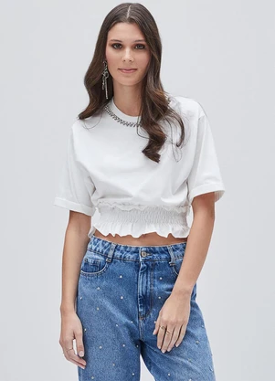 Authoria - T-Shirt Off White com Pedraria Branco - AUTHORIA