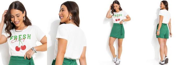 T-Shirt Off White em Malha de Algodo