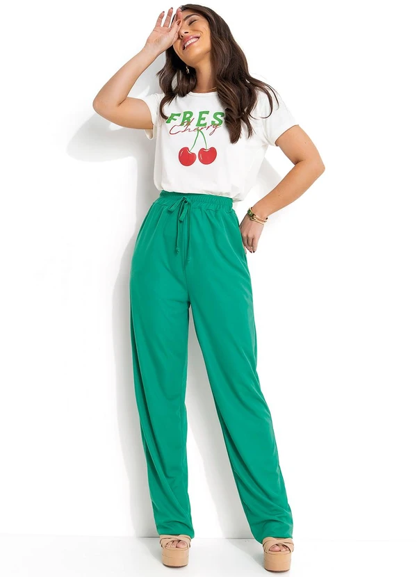 Moda Pop - T-Shirt Off White em Malha de Algodão 6