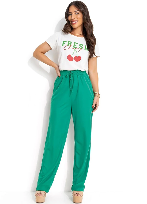 Moda Pop - T-Shirt Off White em Malha de Algodão 7