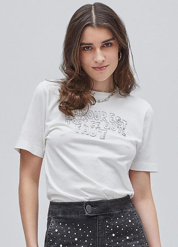 Authoria - T-Shirt Off White Estampada Off White