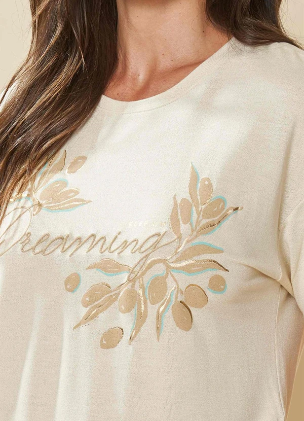 Doce Trama - T-Shirt Oliva em Viscose com Elastano Branco 7