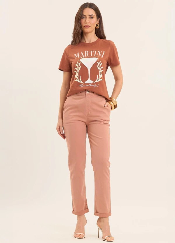 Doce Trama - T-Shirt Oliva Estampada Marrom 3