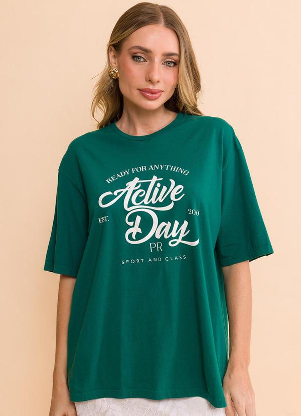 Petit Rose - T-Shirt Over Estonada Active Day Love Verde