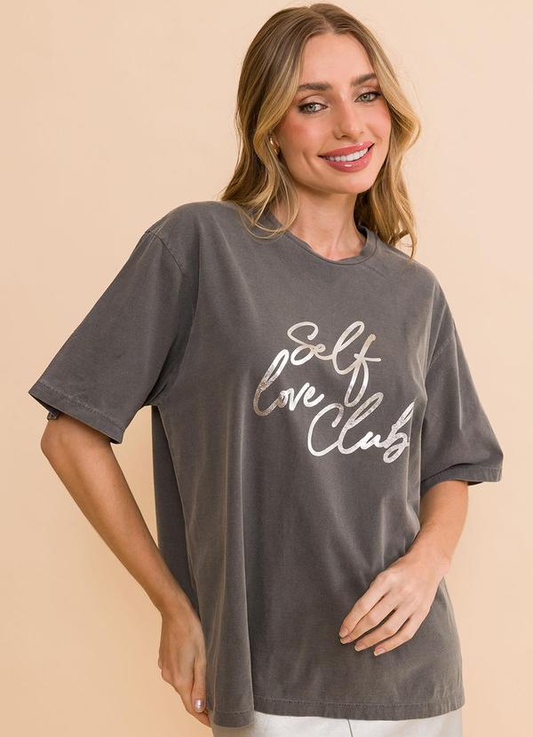 Petit Rose - T-Shirt Over Estonada Self Love Grafite
